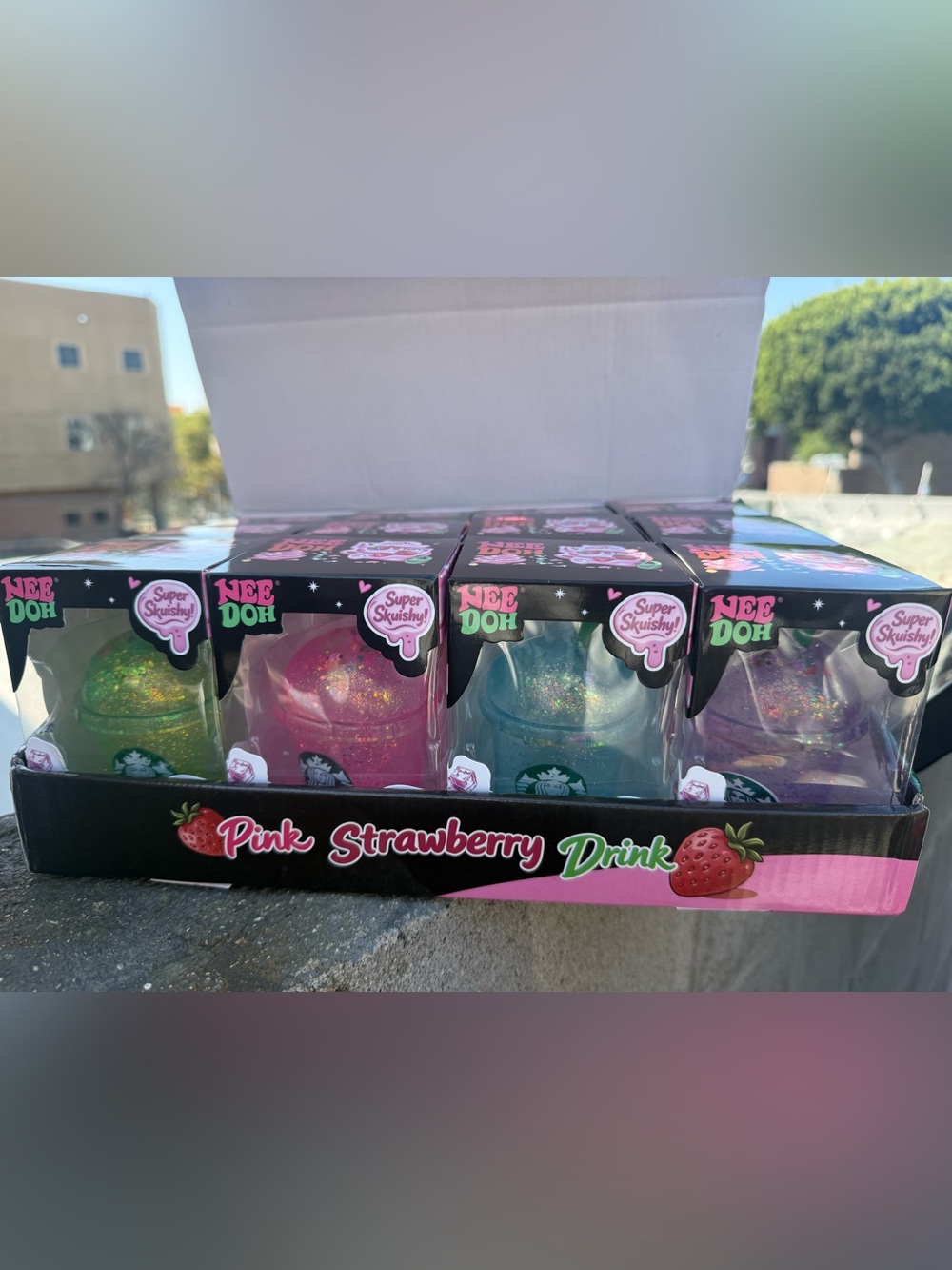 Set of 12 -Super Squishy Pink Strawberry Drink Needoh Starbucks